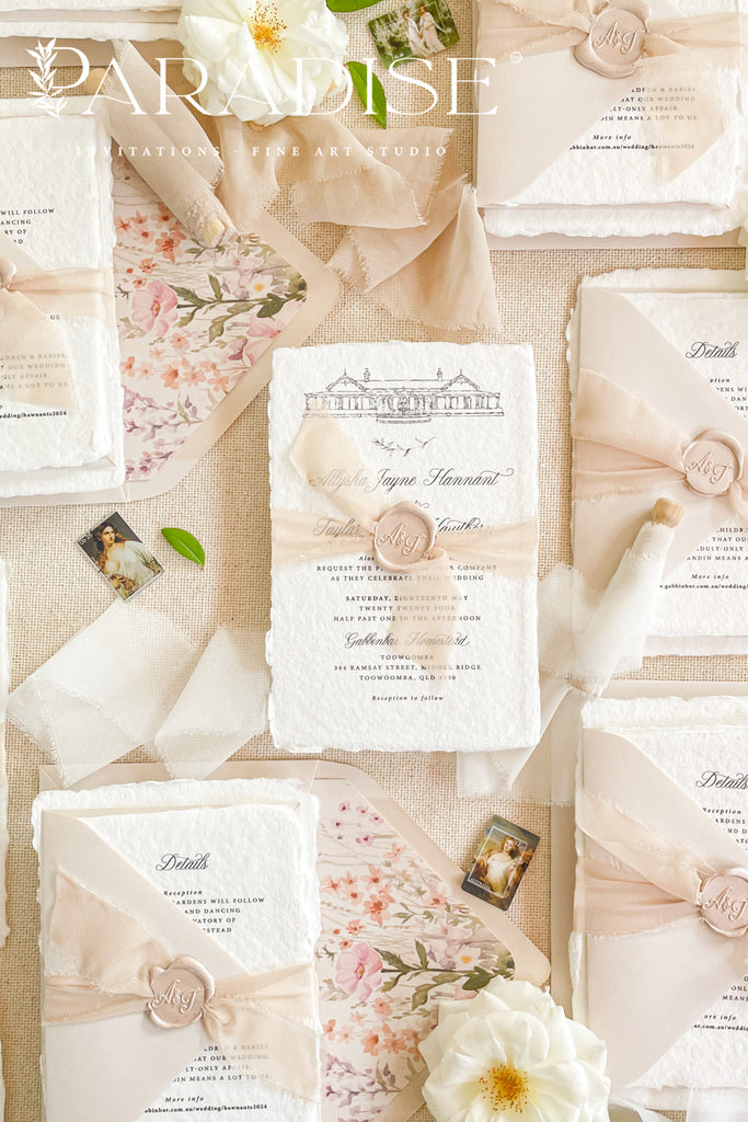 Blake Handmade Paper Wedding Invitation Sets