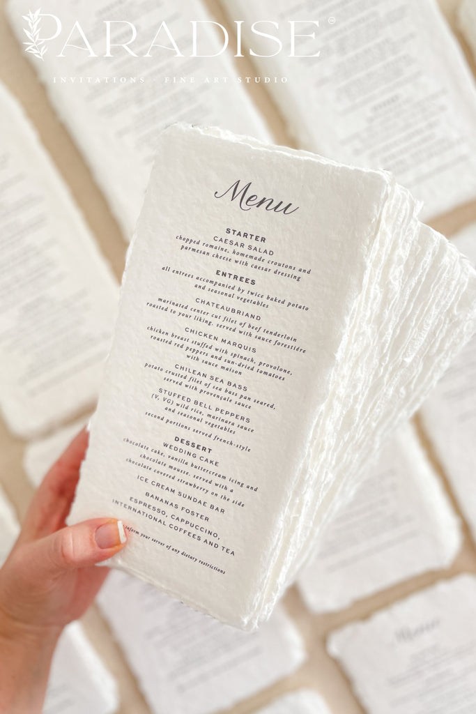 Senna Handmade Paper Wedding Menus