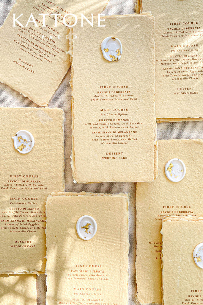 Indira Colored Handmade Paper Wedding Menus