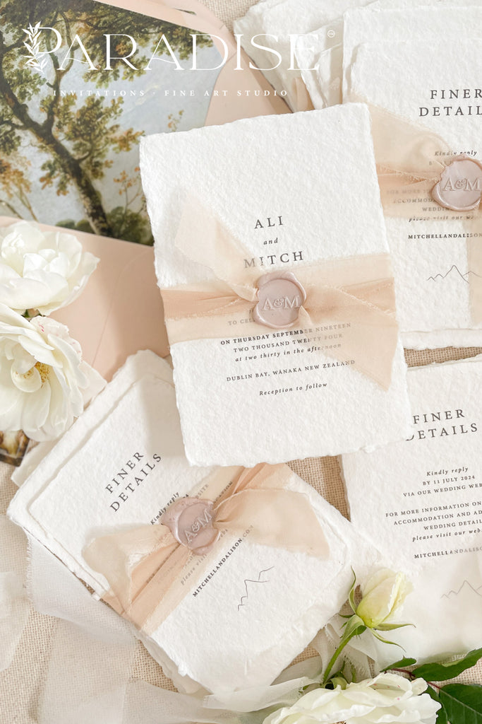 Carmela Handmade Paper Wedding Invitation Suite