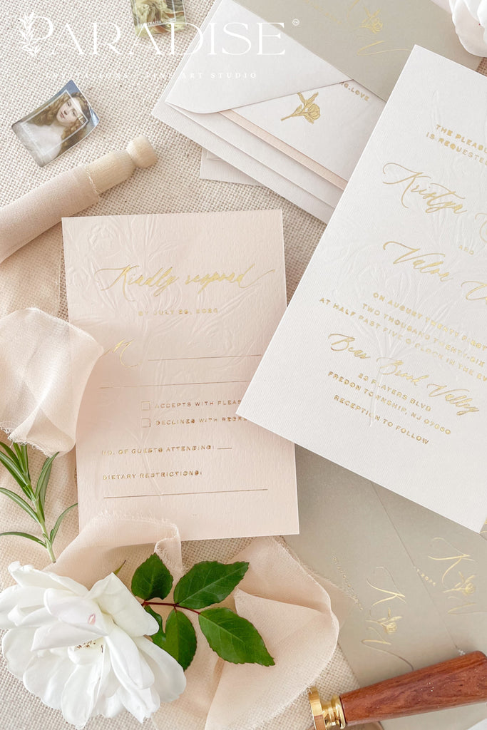 Leah Hot Foil Press Wedding Invitation Sets