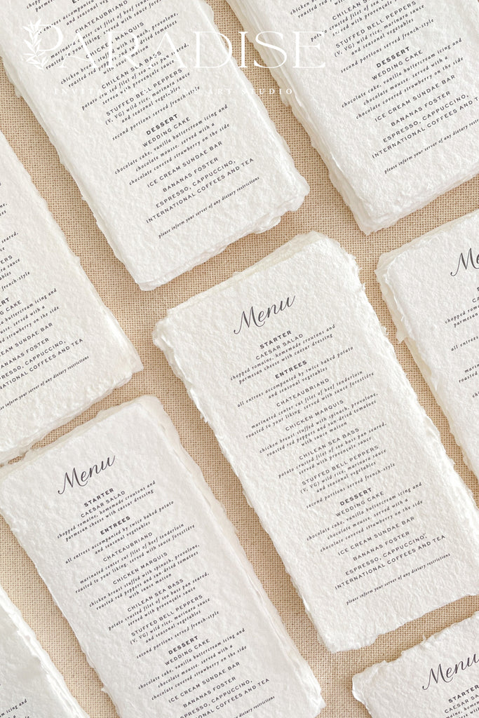 Senna Handmade Paper Wedding Menus