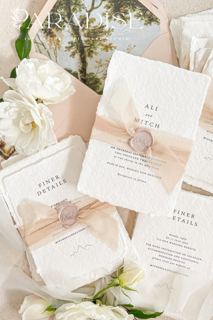 Carmela Handmade Paper Wedding Invitation Suite