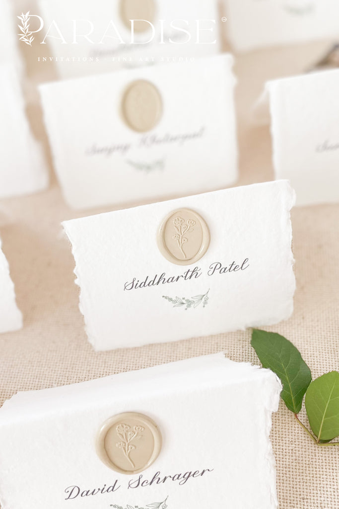 Sarah Handmade Place Cards and Fresh Field Wheat Wax Seals