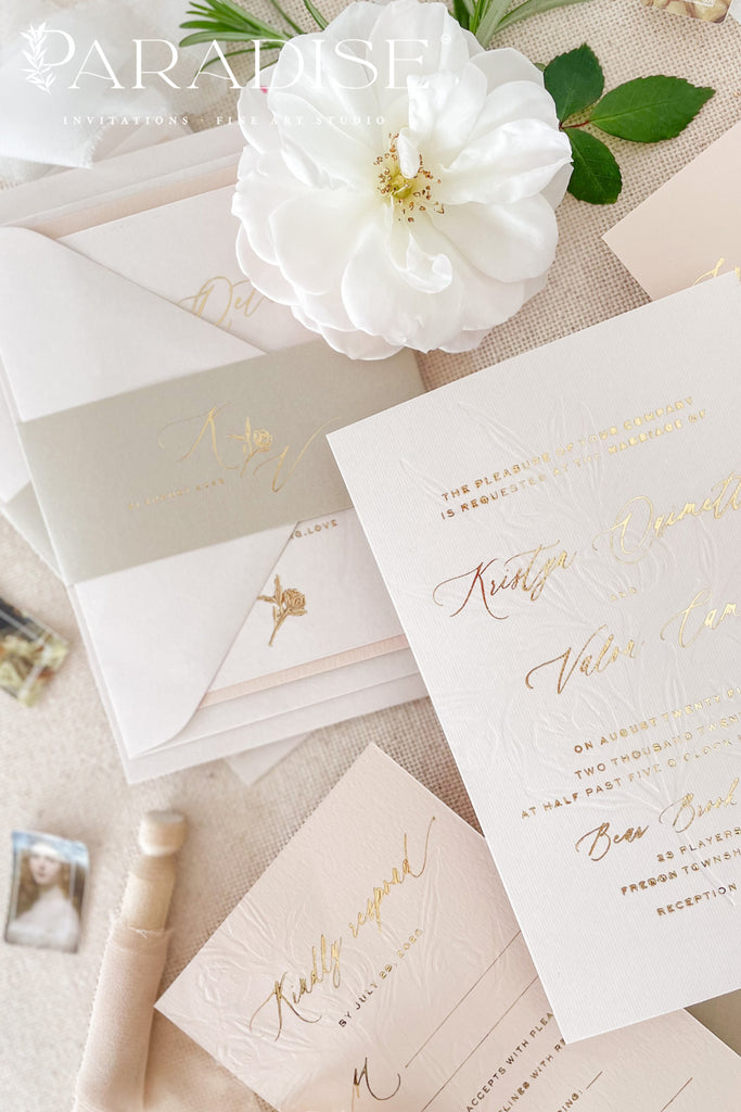 Leah Hot Foil Press Wedding Invitation Sets