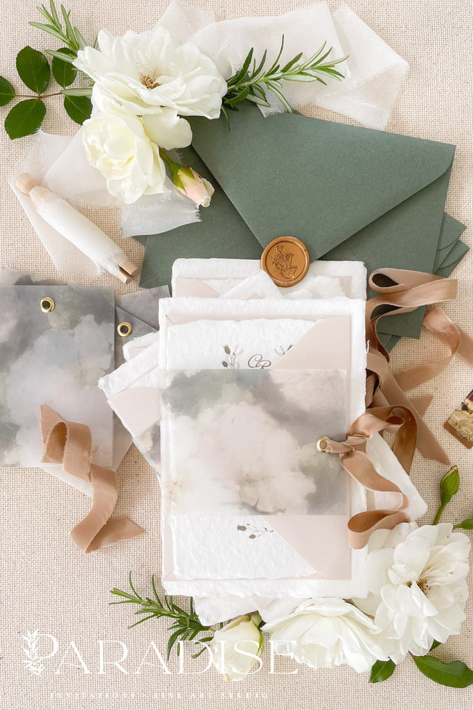 Aria Handmade Paper Wedding Invitation Sets