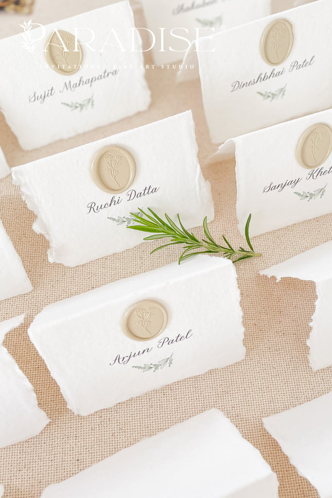 Sarah Handmade Place Cards and Fresh Field Wheat Wax Seals