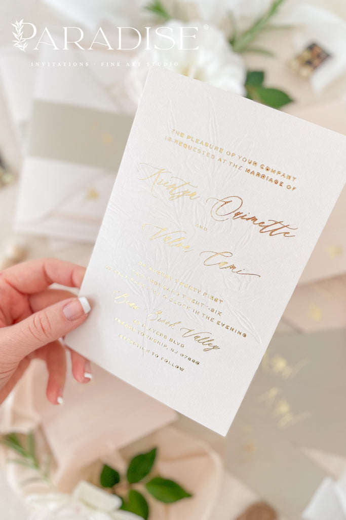 Leah Hot Foil Press Wedding Invitation Sets