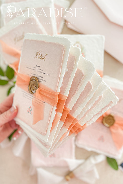 Announce your special day with an invitation suite that is a true work of art. These romantic invitation sets are defined by their exquisite artistry and high-end materials. Each invitation is crafted on luxurious, artisan fine art deckle edge paper, which features a natural, beautifully textured finish. The deckle edge, with its unique feathery border, evokes a sense of timeless romance, making this a truly luxury wedding suite that your guests will cherish as a keepsake.