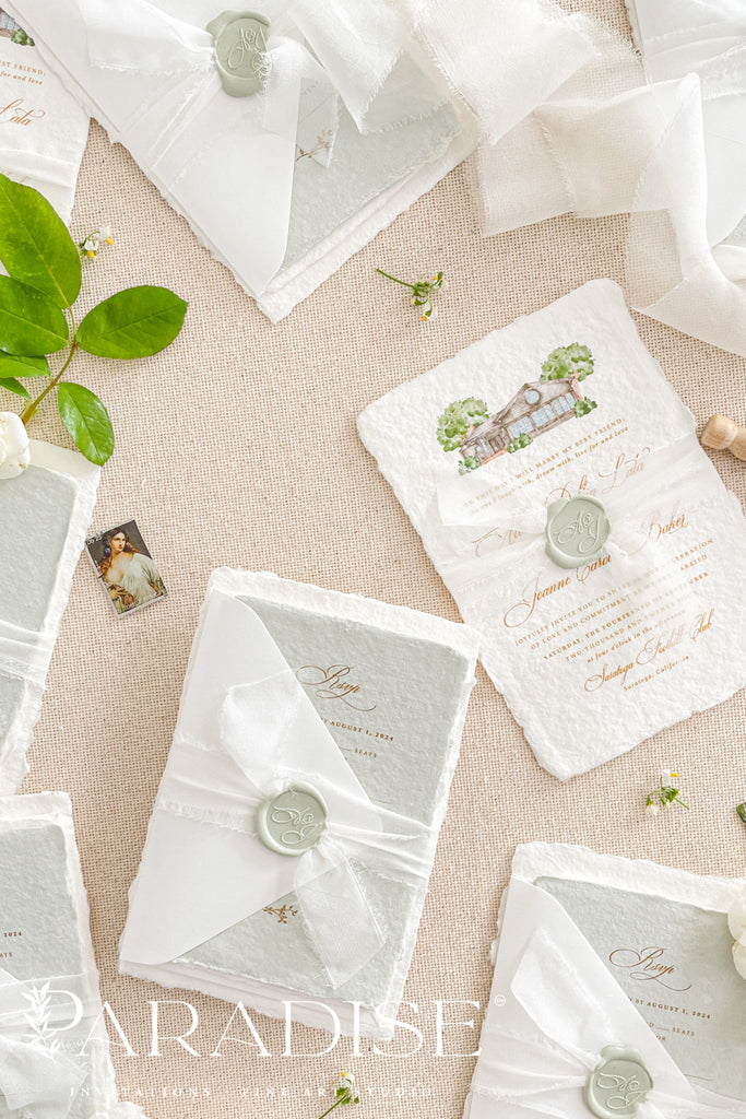 Jessabell Colored Handmade Paper Wedding Invitation Sets