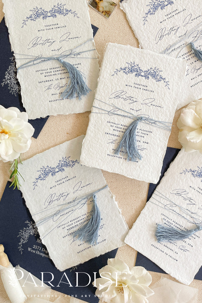 Bianca Tassels and Handmade Paper Wedding Invitations