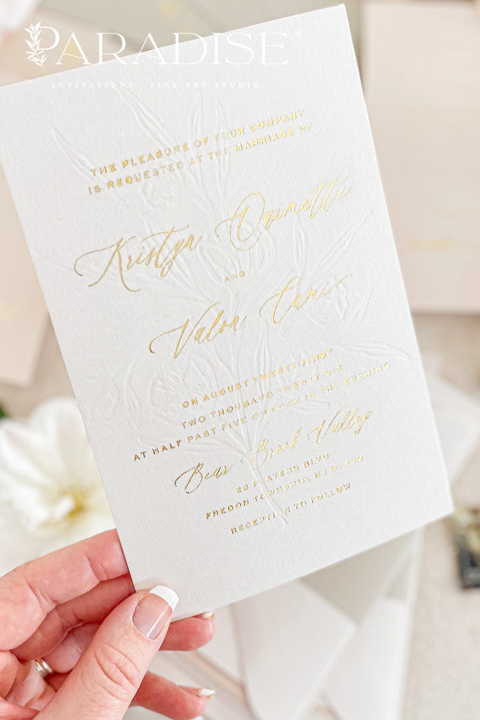 Leah Hot Foil Press Wedding Invitation Sets