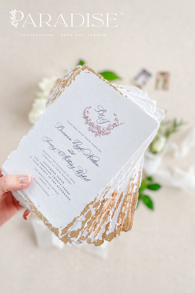 Anastasia Golden Leaf Wedding Invitation Sets