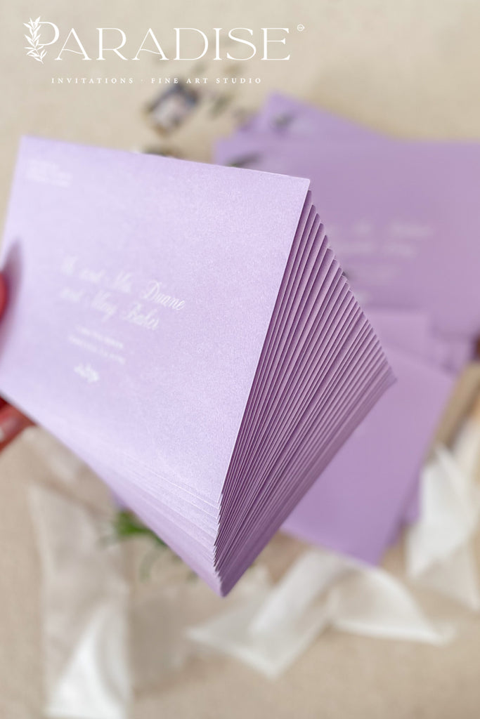 Mauve Envelopes and White Ink Printing