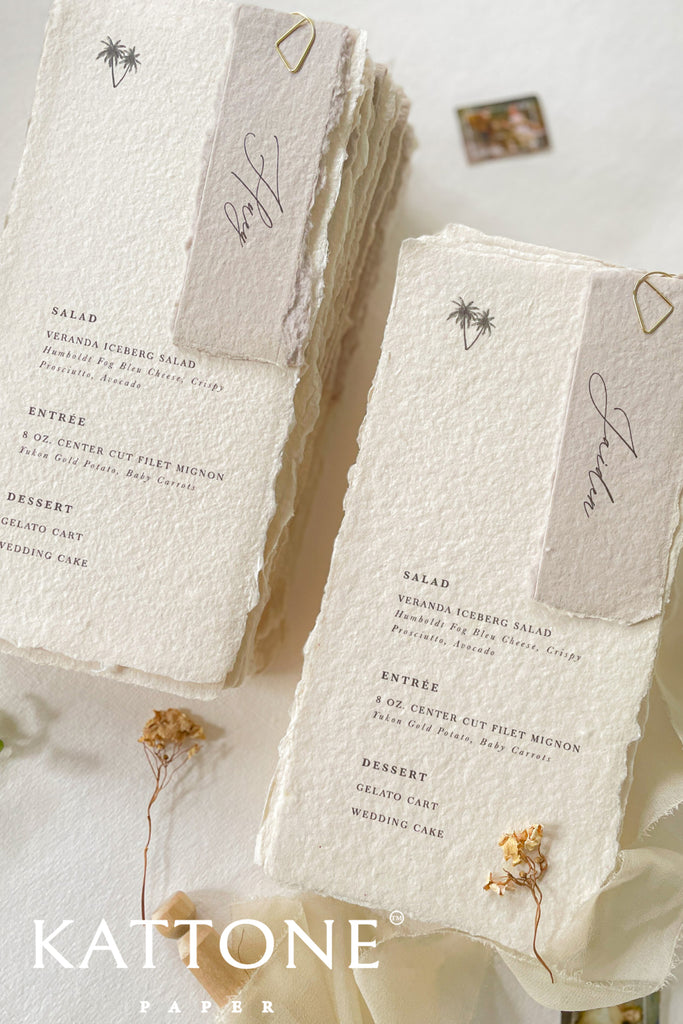 Anita Handmade Paper Wedding Menus