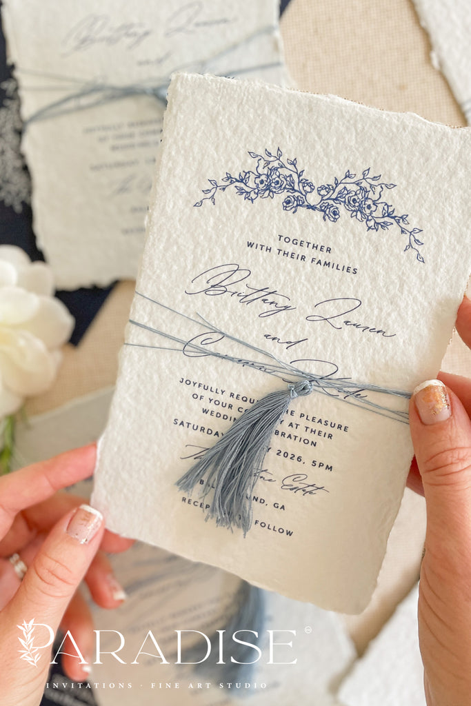 Bianca Tassels and Handmade Paper Wedding Invitations