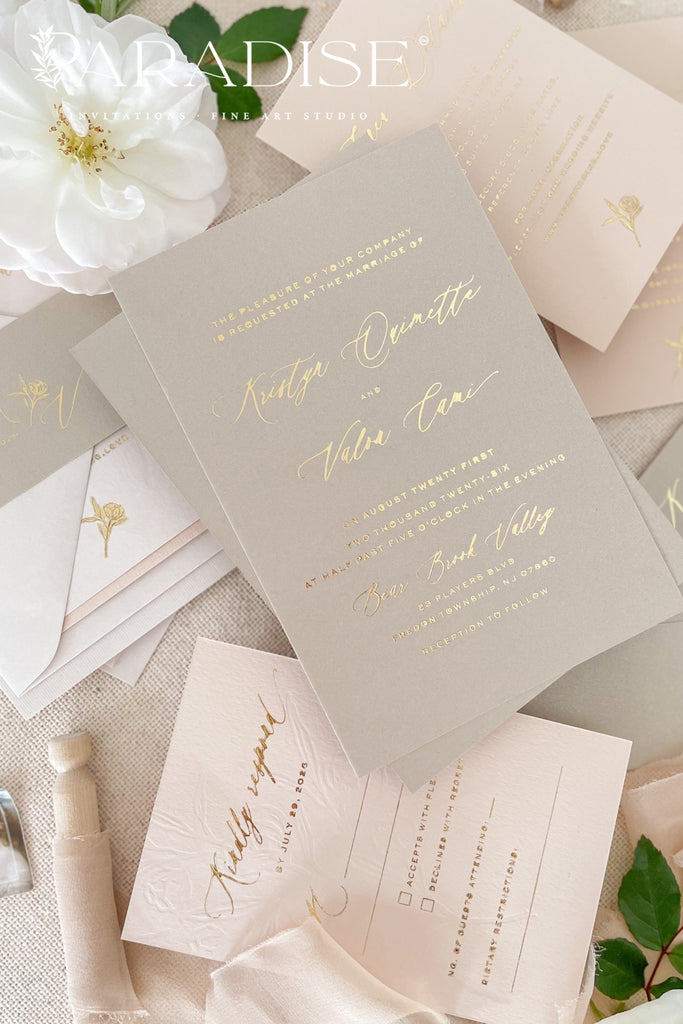 Addison Real Gold Foil Wedding Invitation Sets