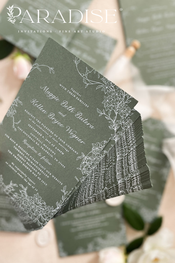 Marli Forest Green Wedding Invitation Sets