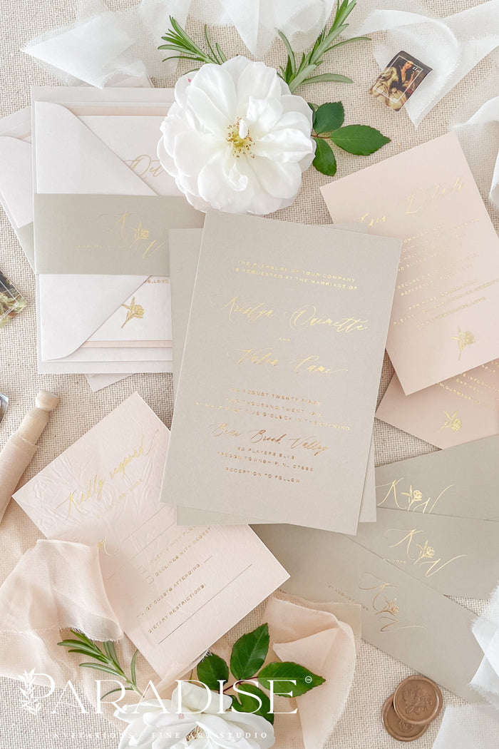 Addison Real Gold Foil Wedding Invitation Sets