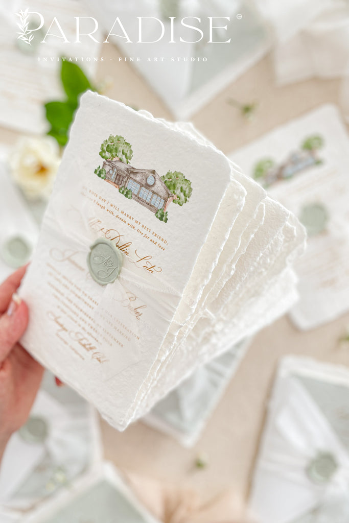 Jessabell Colored Handmade Paper Wedding Invitation Sets