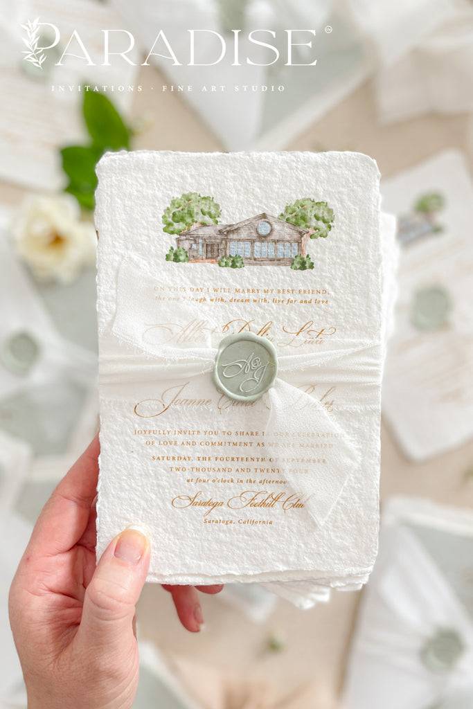 Jessabell Colored Handmade Paper Wedding Invitation Sets