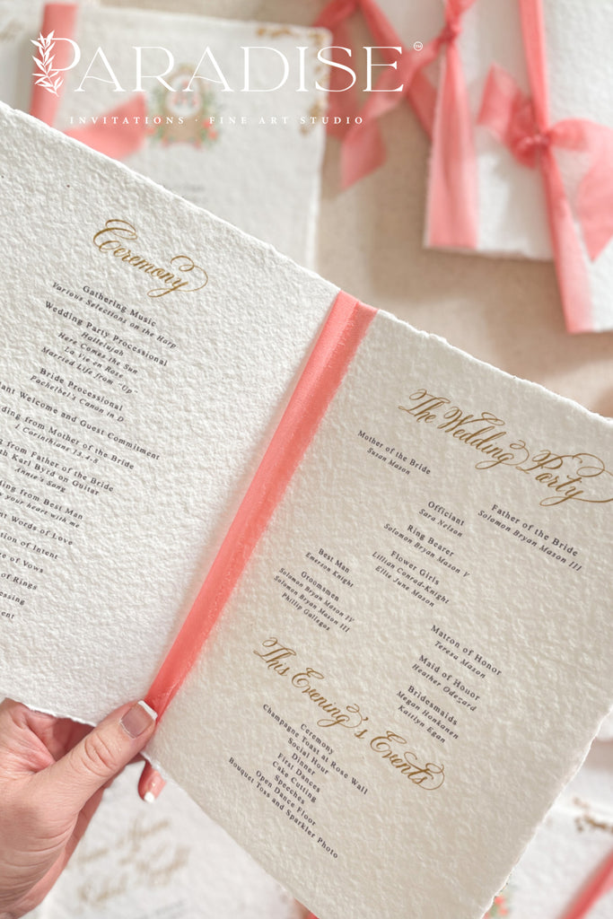 Rosalinda Handmade Paper Wedding Program