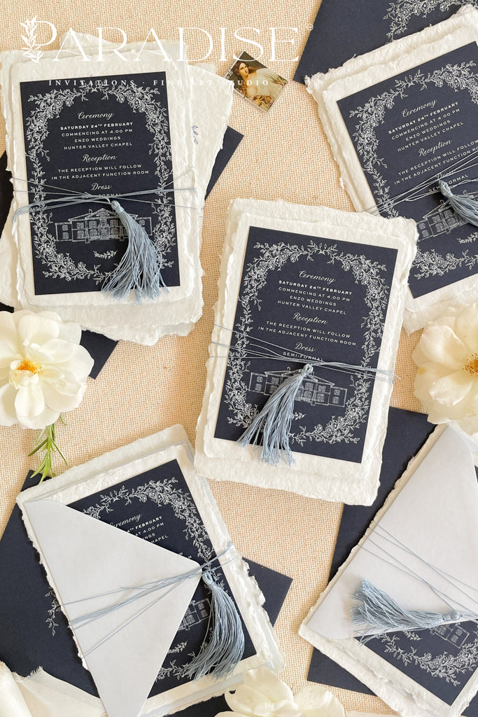 Bianca Tassels and Handmade Paper Wedding Invitations