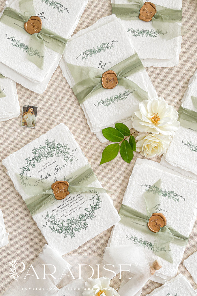 Olga Handmade Paper Wedding Invitation Sets