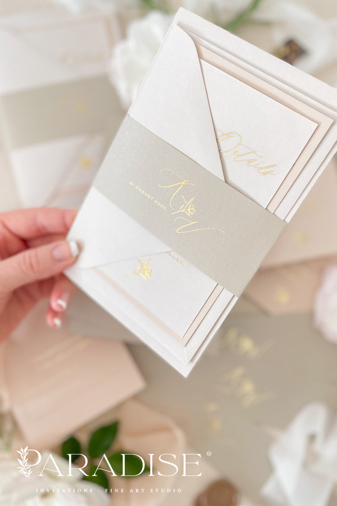 Leah Hot Foil Press Wedding Invitation Sets