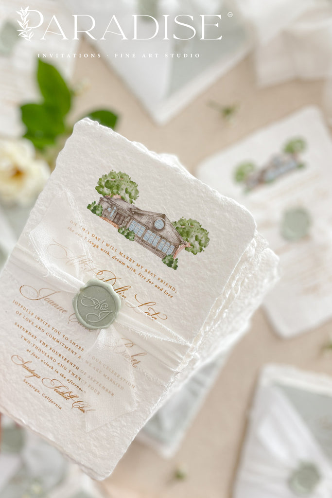 Jessabell Colored Handmade Paper Wedding Invitation Sets