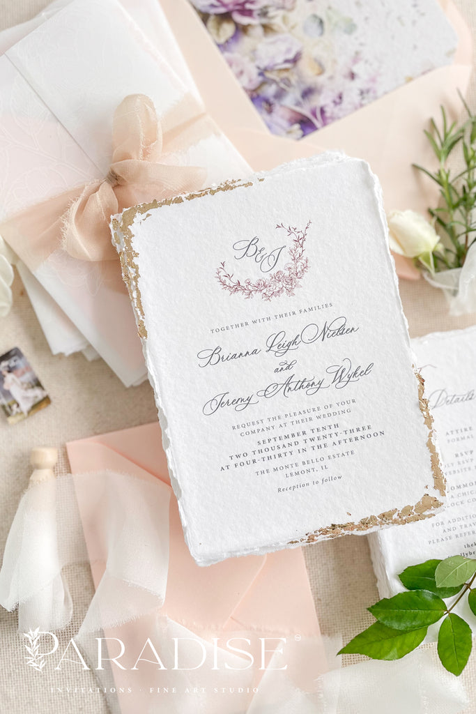 Anastasia Golden Leaf Wedding Invitation Sets