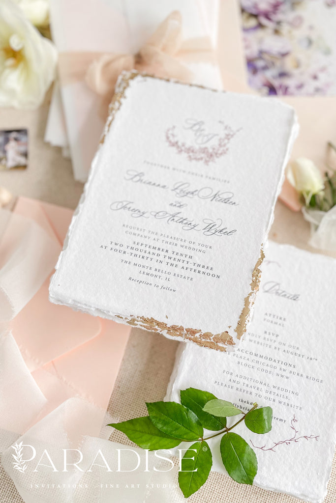 Anastasia Golden Leaf Wedding Invitation Sets