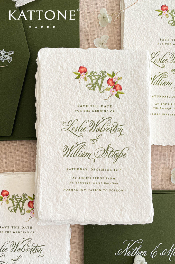Close-up of handmade cotton paper showing textured surface, natural fibers and soft deckled edges.