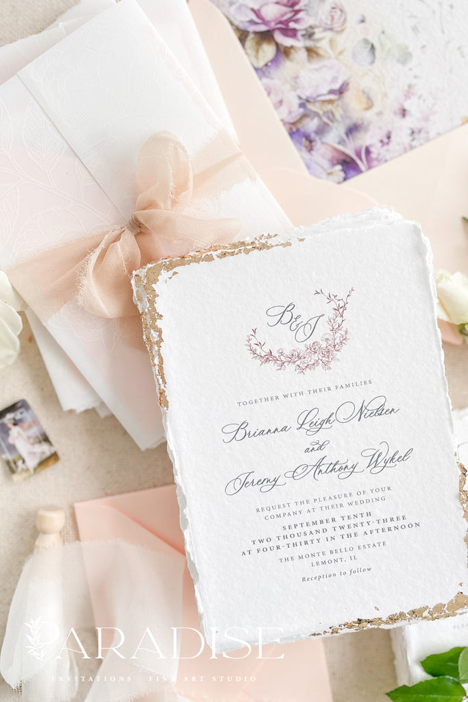 Anastasia Golden Leaf Wedding Invitation Sets