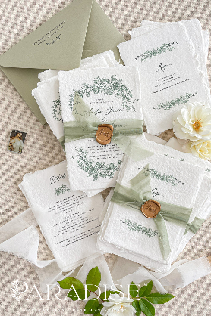 Olga Handmade Paper Wedding Invitation Sets