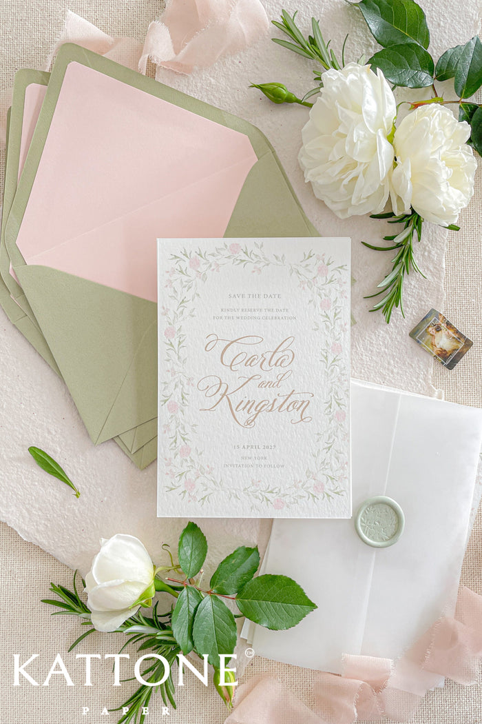 Giulia Watercolor Wreath Save the Date Cards