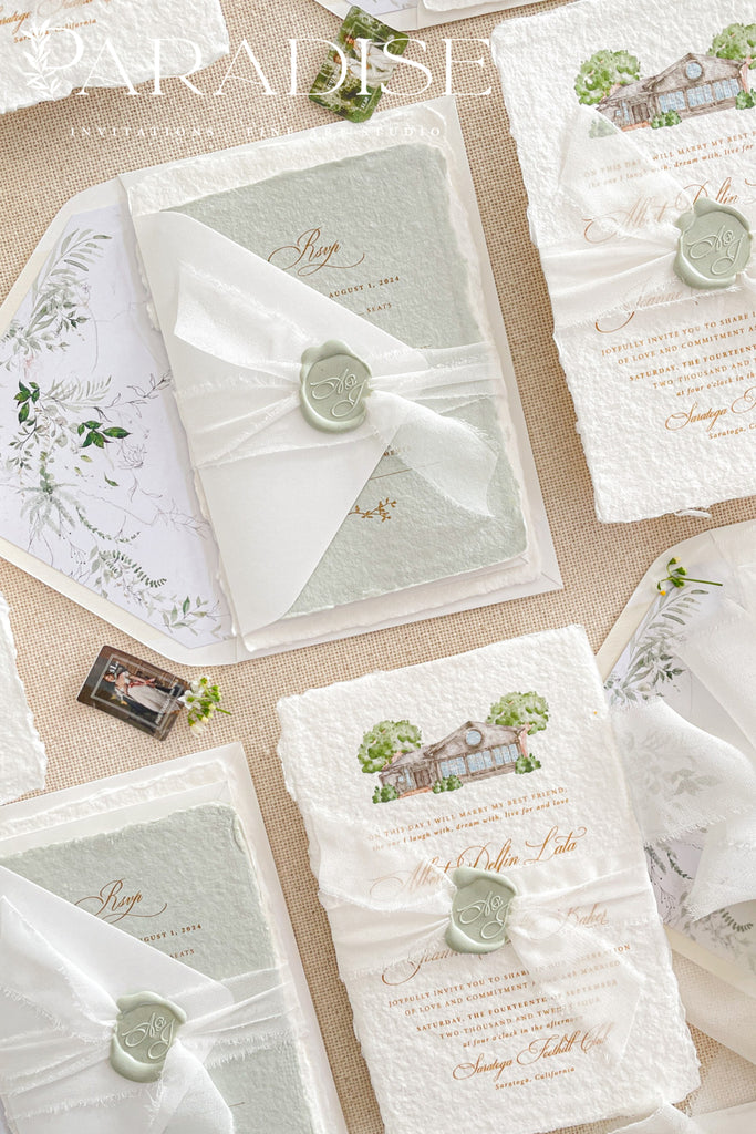 Jessabell Colored Handmade Paper Wedding Invitation Sets