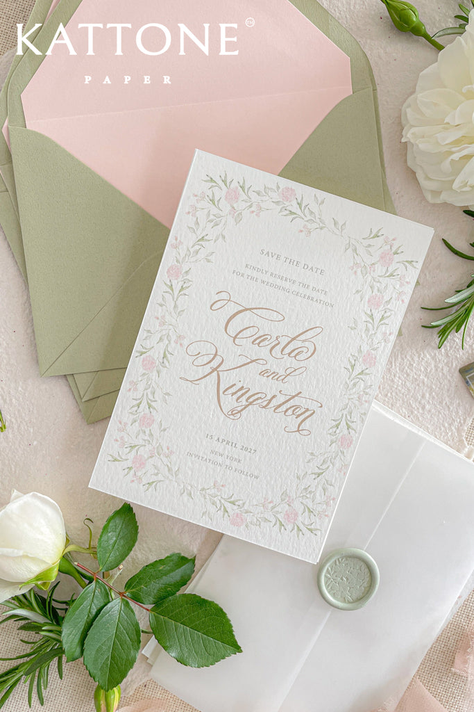 Giulia Watercolor Wreath Save the Date Cards