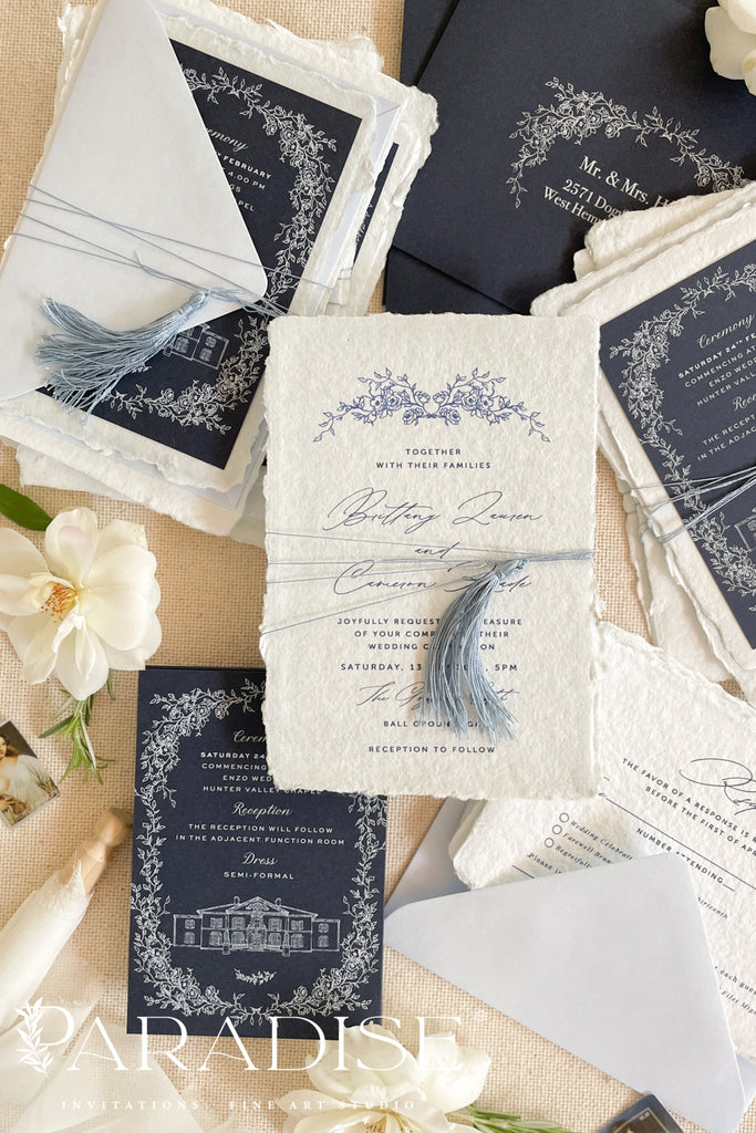 Bianca Tassels and Handmade Paper Wedding Invitations