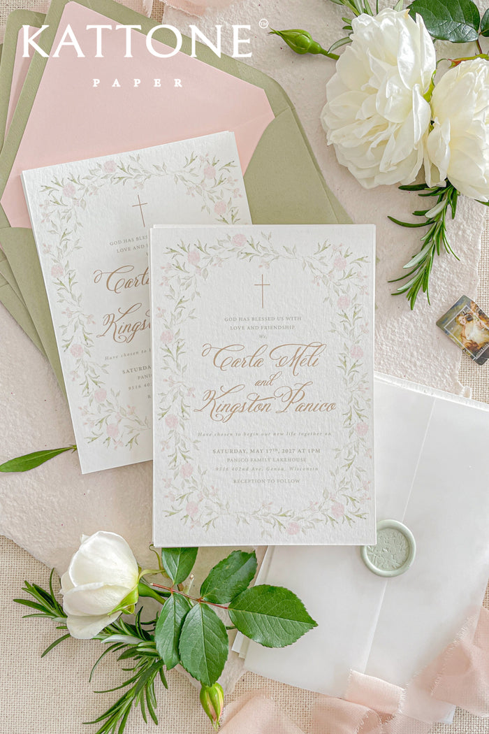 Giulia Watercolor Wreath Christian Invitations