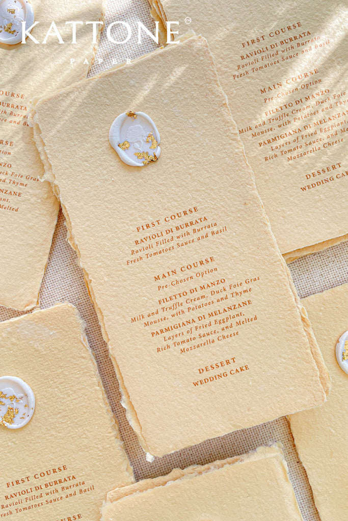 Indira Colored Handmade Paper Wedding Menus