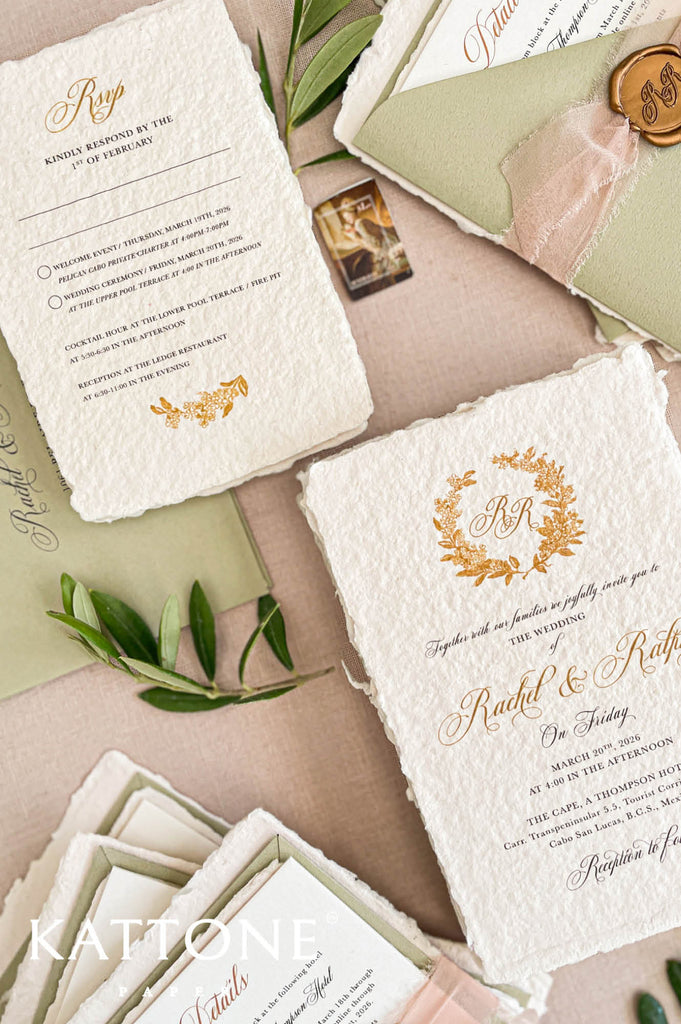 Handmade Paper Invitations Luxury Handmade Paper Wedding Invitations | Sage Green Wedding ...