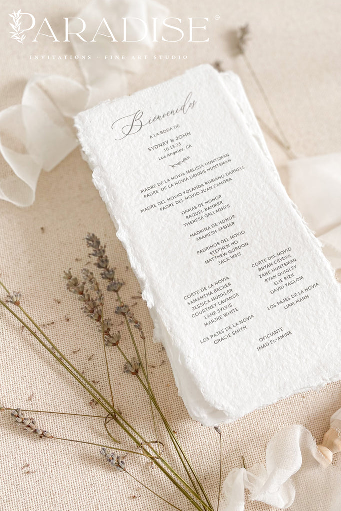 Eva Handmade Paper Wedding Program