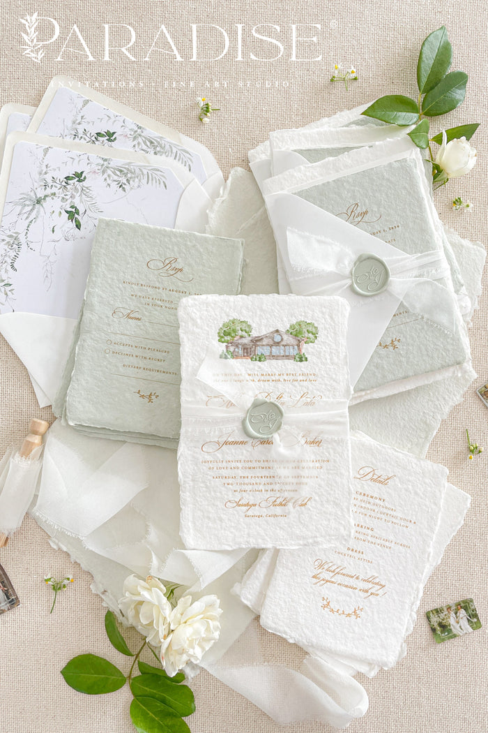 Jessabell Colored Handmade Paper Wedding Invitation Sets