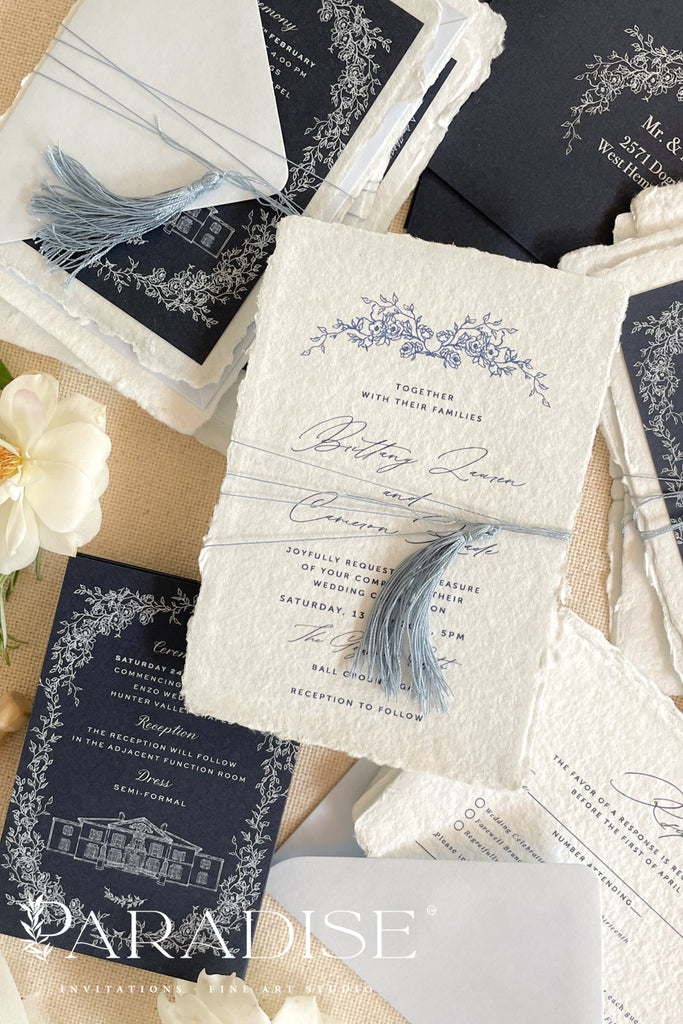 Bianca Tassels and Handmade Paper Wedding Invitations