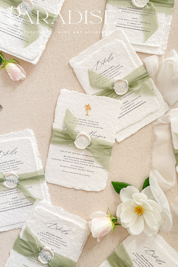 Eliette Handmade Paper Wedding Invitation Suite