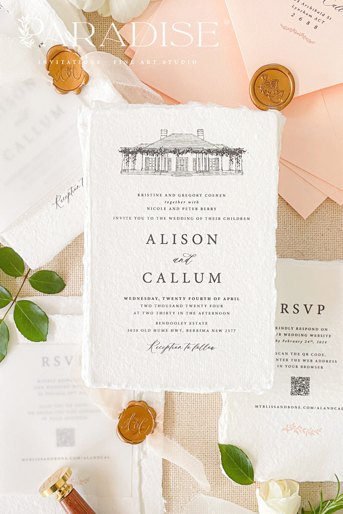 Violet Handmade Paper Wedding Invitation Sets