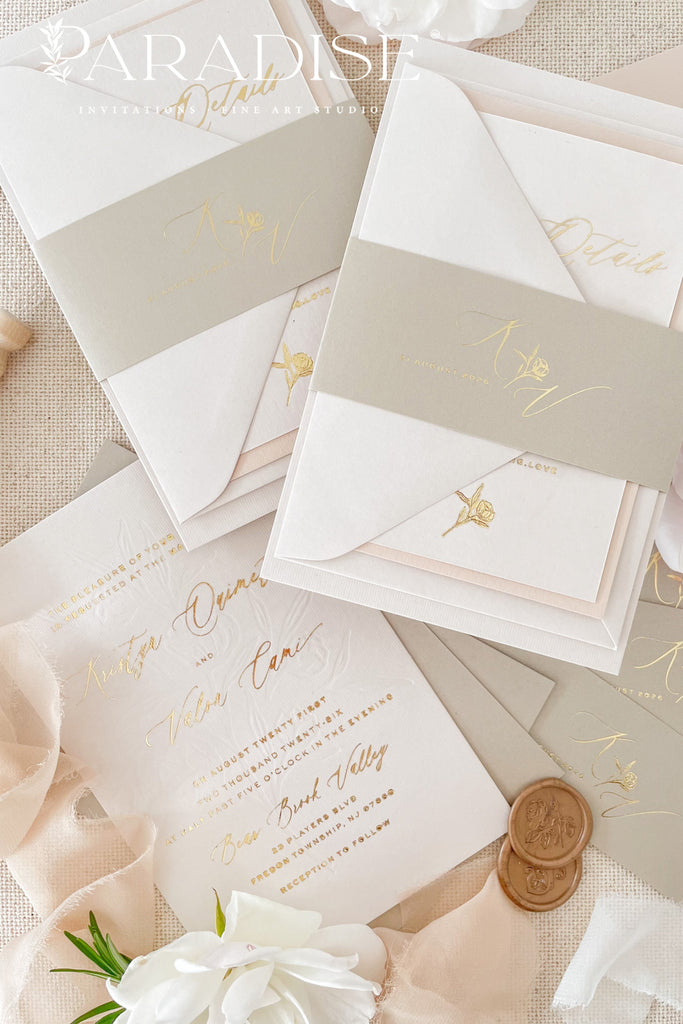 Leah Hot Foil Press Wedding Invitation Sets