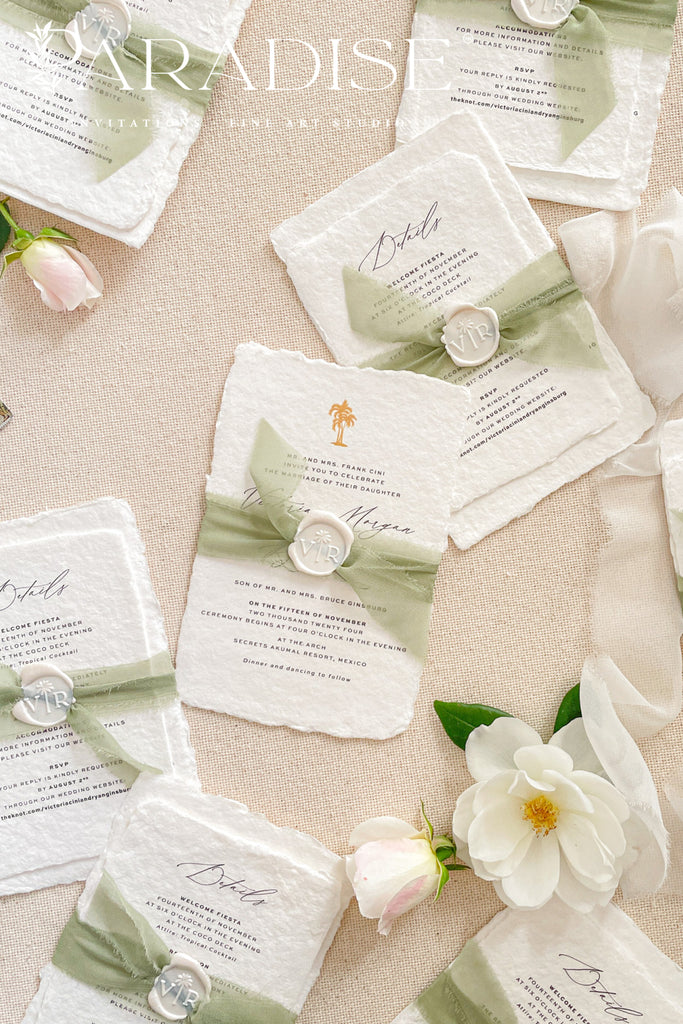 Eliette Handmade Paper Wedding Invitation Suite