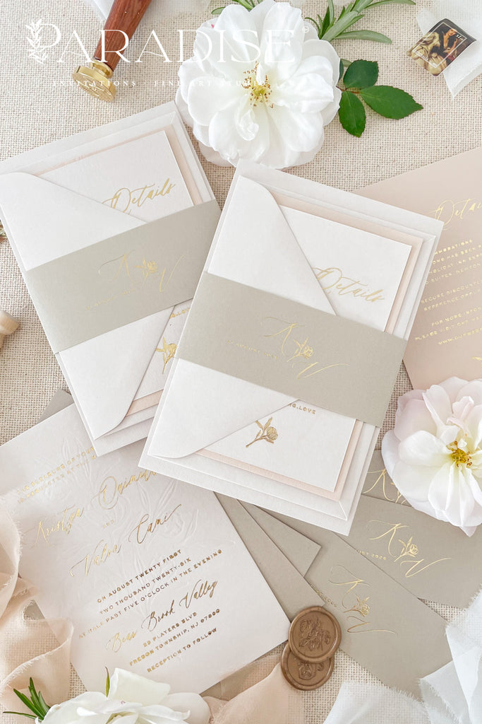 Addison Real Gold Foil Wedding Invitation Sets